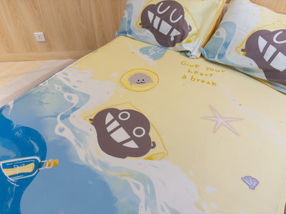 床面連枕頭套兩個｜全棉 (Gen. 2)｜Dustykid® 海灘週末